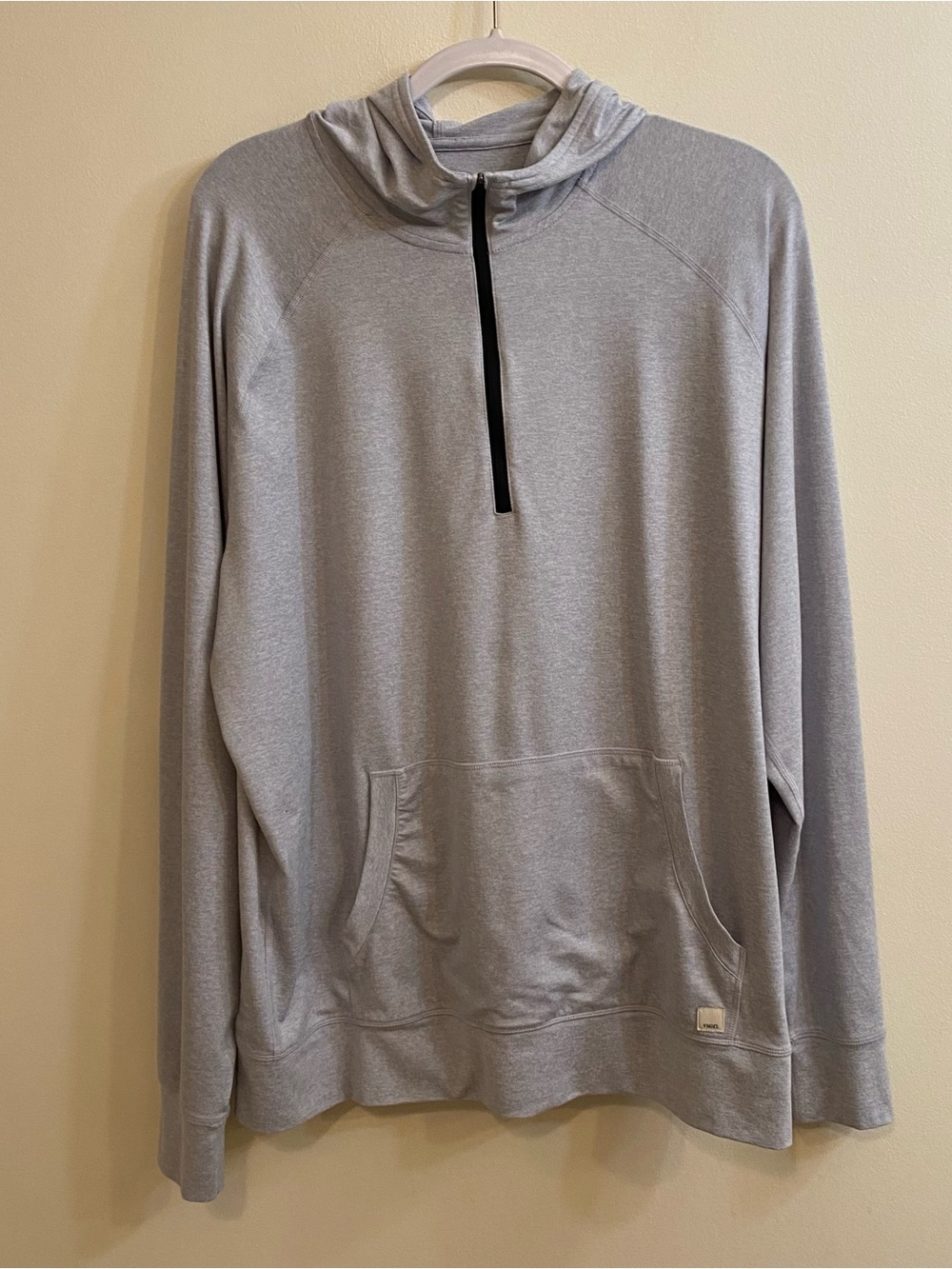 Vuori Men's Ponto Performance Half Zip Hoodie Light Grey DreamKnit Athletic XXL